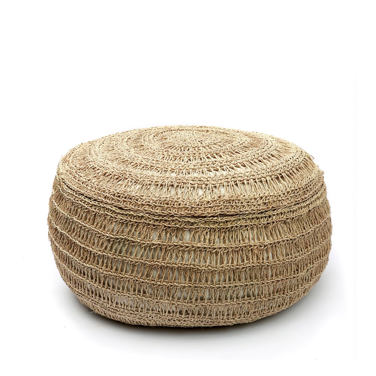Seegras handgewebter Pouf – Natur M