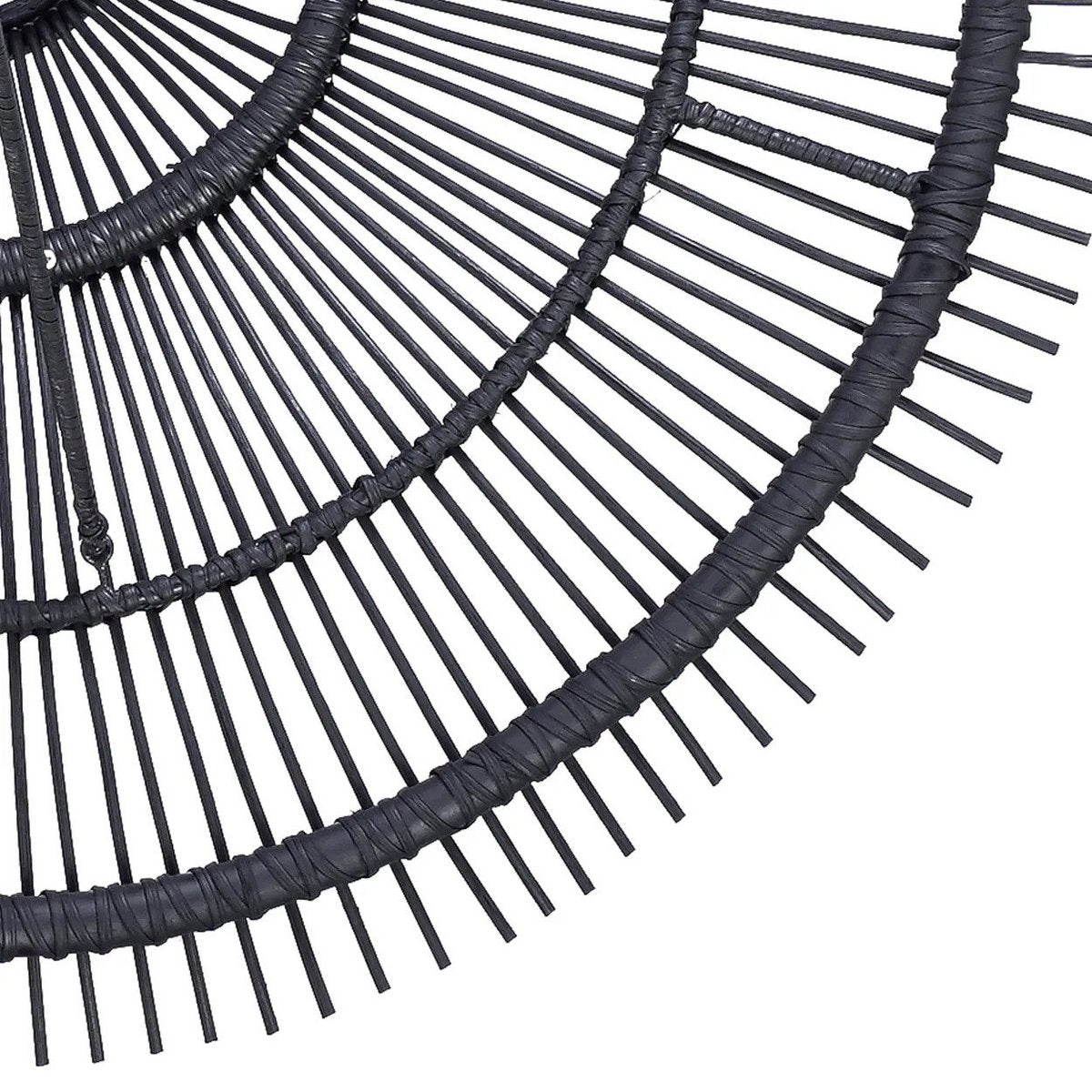 Black rattan sky pendant light XL - open-weave shade