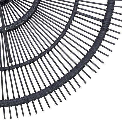 Black rattan sky pendant light XL - open-weave shade