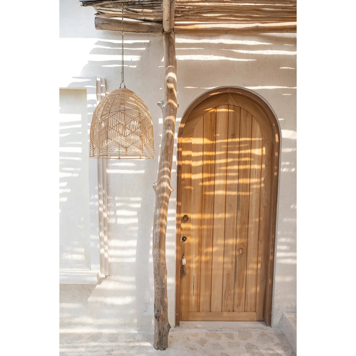 Handwoven rattan pendant shade L - natural finish