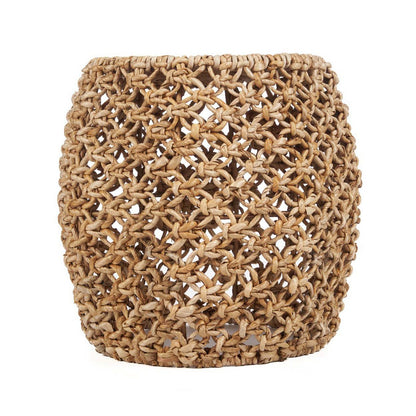 Taburet af palmefibre og træ, 49 × 45 cm - Natur