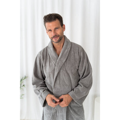 Teddy fleece bathrobe slate grey – size L