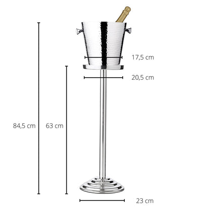 Stainless steel champagne cooler Valencia, 83 cm - hammered