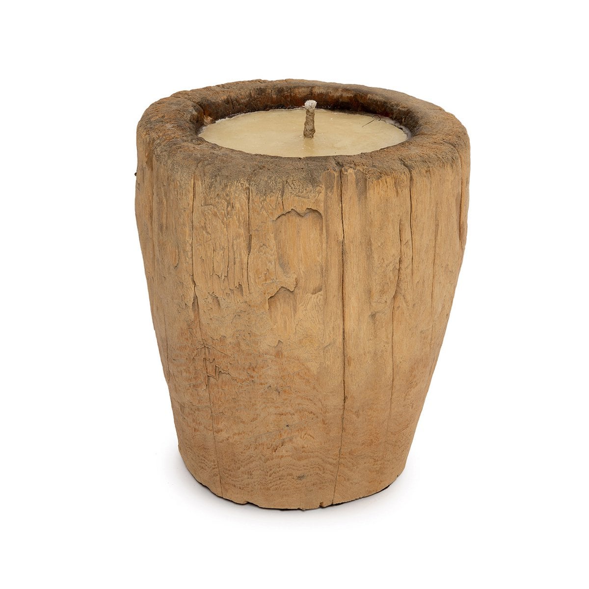 Kerzenstamm aus Holz, handgefertigt - Natur