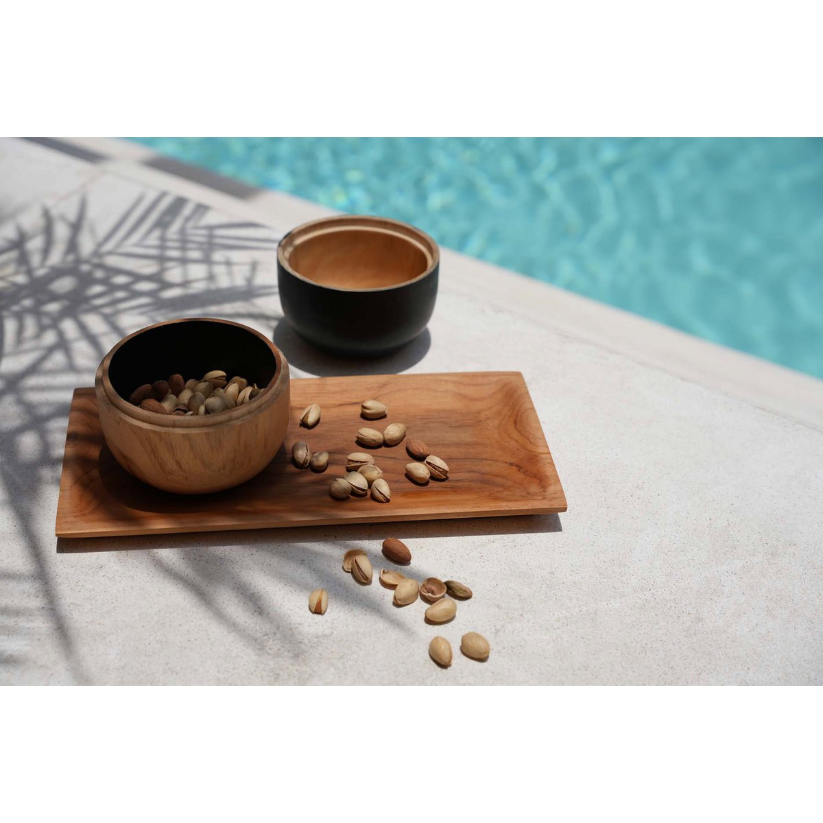 Wood double bowl 12×14 cm - round, tall form