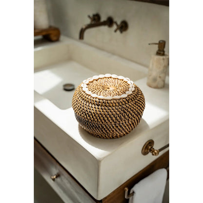 Colonial gætte-gætte-kurv, rattan - M