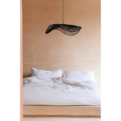 Sort rattan hat pendelskærm 75 cm - Chapeau
