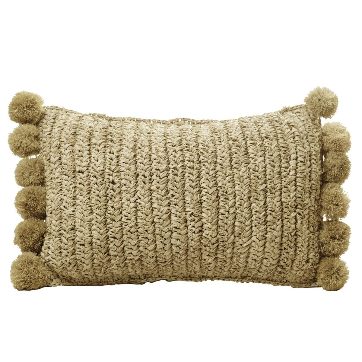 Raffia- og bomuldspude med fyld – SANUR, beige