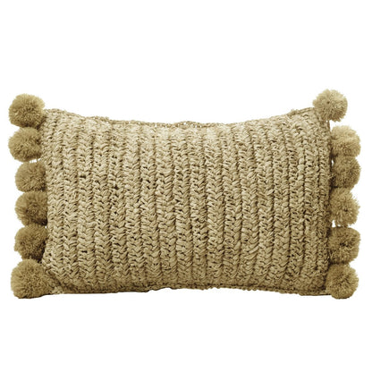 Raffia- og bomuldspude med fyld – SANUR, beige