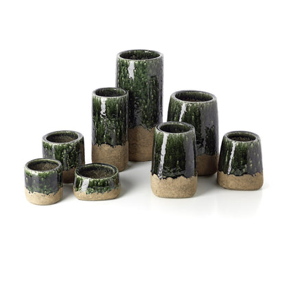 Cylindervase i stentøj, betongrøn - M