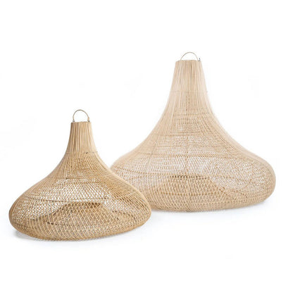 Rattan-Pendelleuchte Shala, beige – 77×57 cm