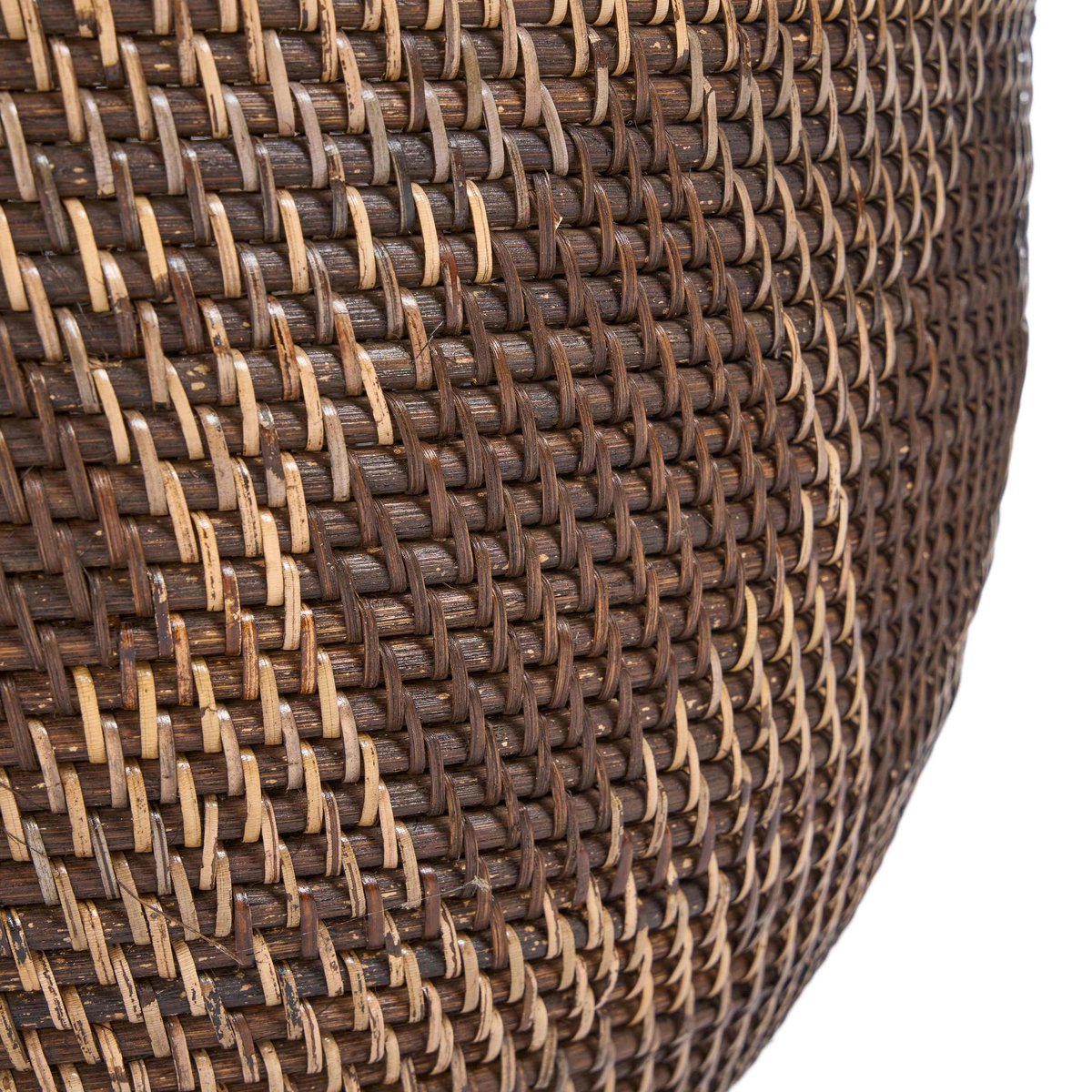 Opbevaringskurv i rattan, rund - naturlig brun, stor