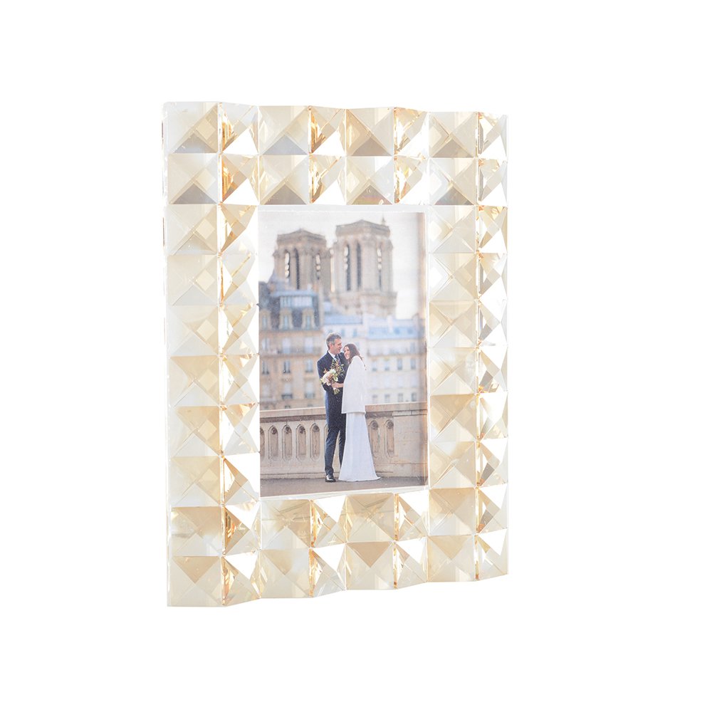 Kristall-Fotorahmen 20×25 cm – bernsteinfarbenes Gold-Finish