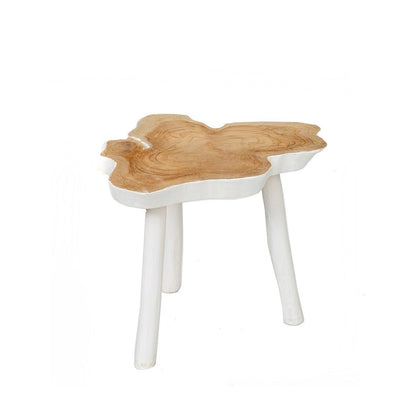 Organisk træ sidebord 45×40 cm - naturhvid, Indonesien