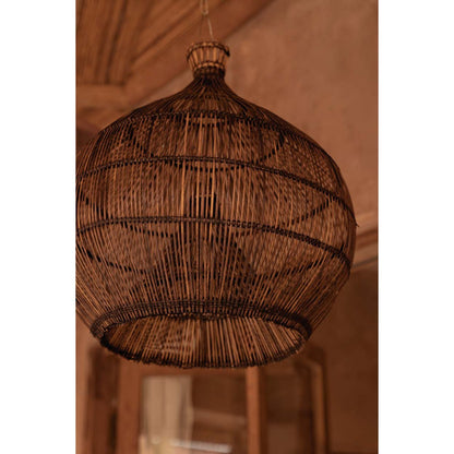 Bambus pendellampe 48 cm - mørk valnød finish