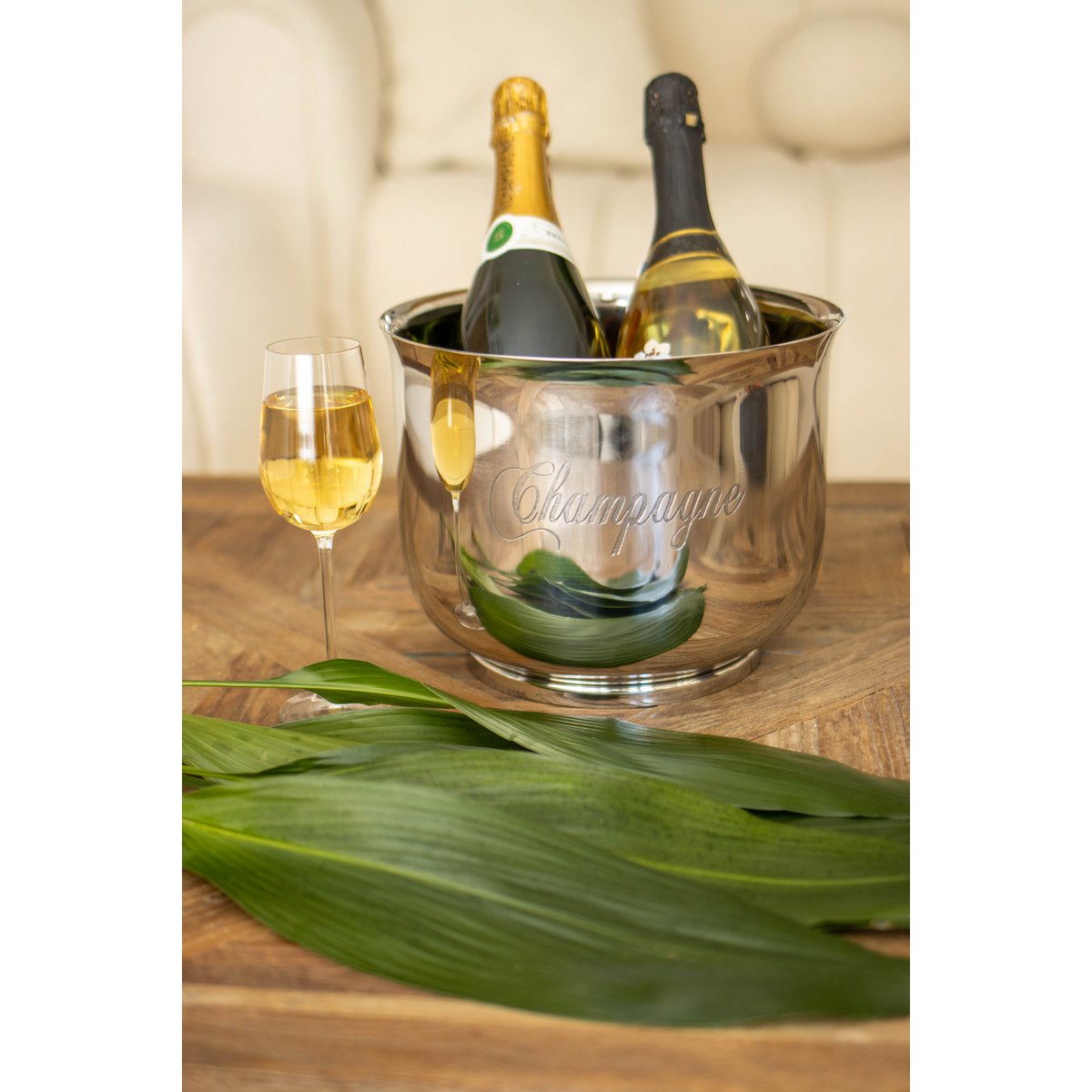 Champagnebowle i rustfrit stål, poleret sølv, 23,5 cm