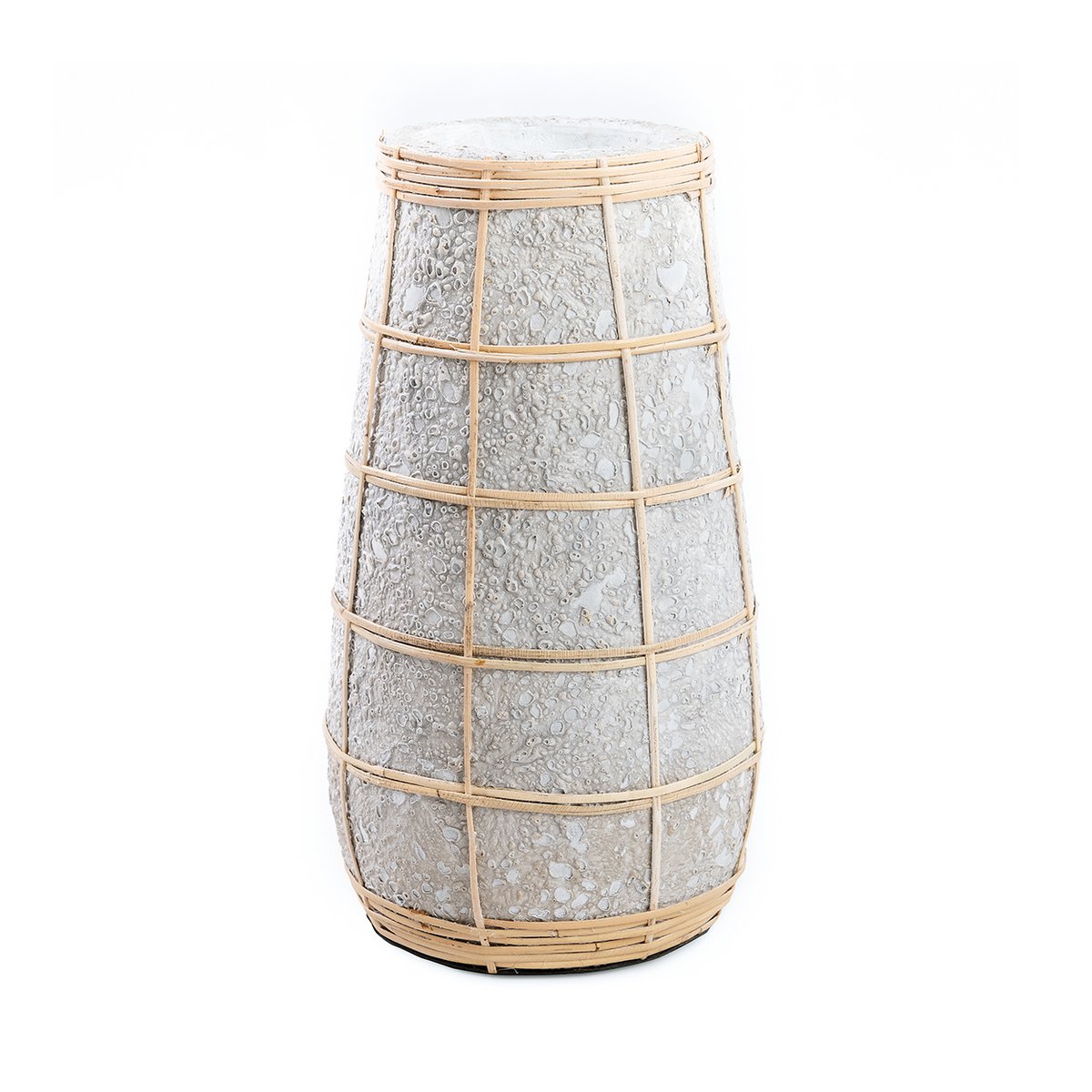 Terracotta vase med raffia-detalje - L