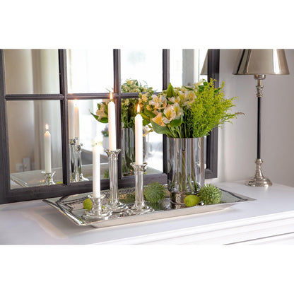 Håndblæst mørk glaslanterne Isla, 21 cm - platin kant