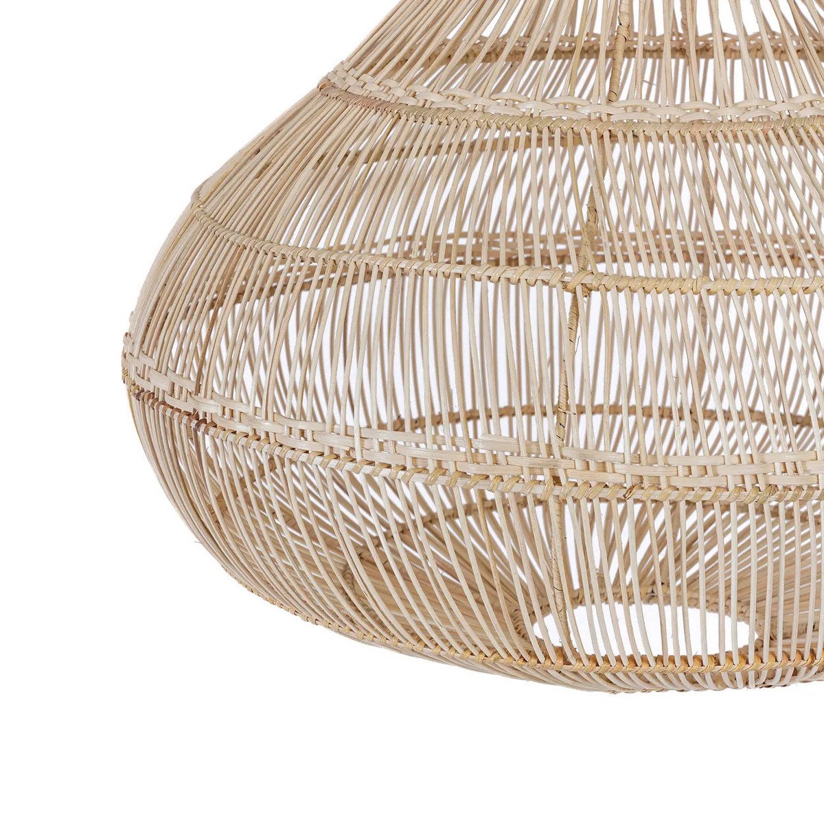 Rattan-Hängeleuchte 55 cm – Tropfenform, beige