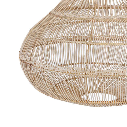 Rattan-Hängeleuchte 55 cm – Tropfenform, beige