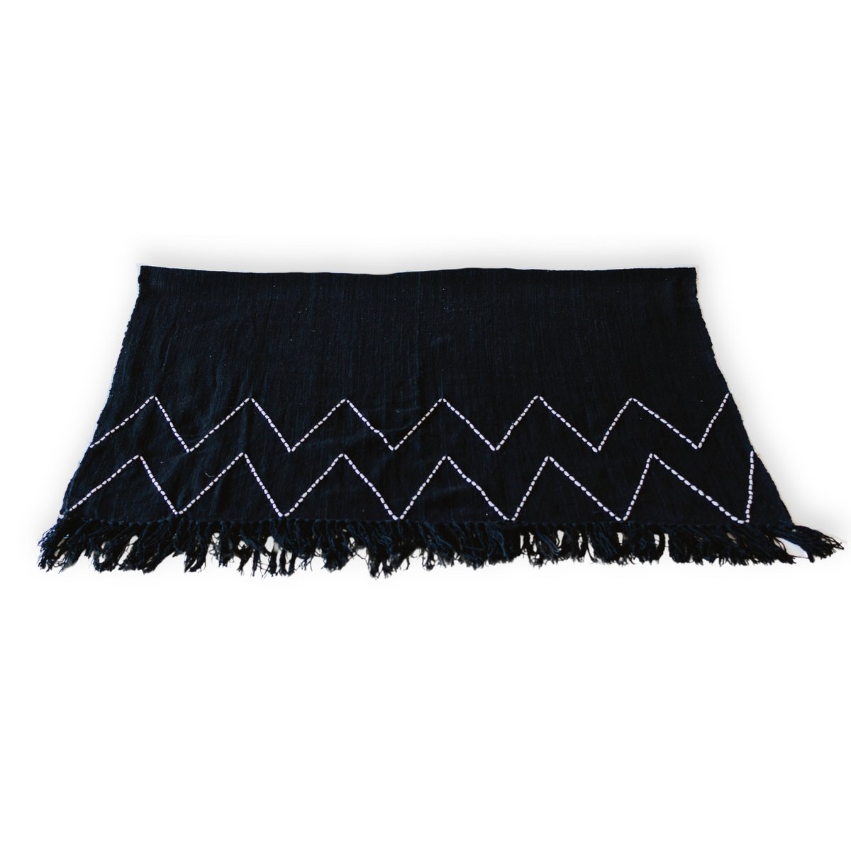 Handwoven cotton throw LINGGAH – 140 × 200 cm, black & white