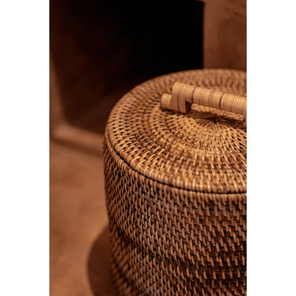 Rattanbeholder 20 × 37 cm høj - naturlig brun