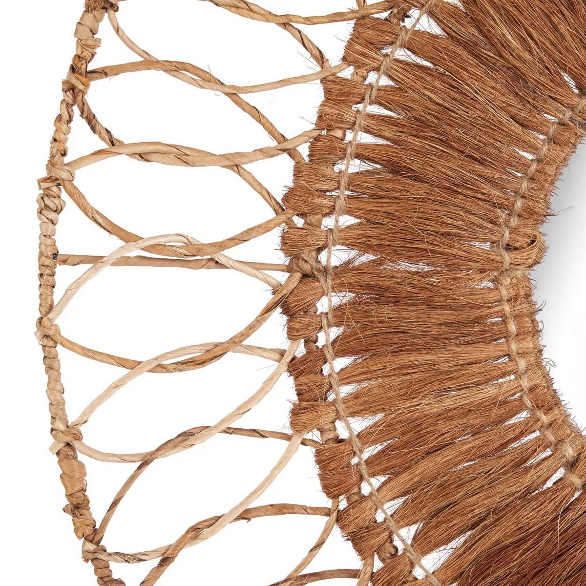 Coconut round mirror, beige - 80 cm