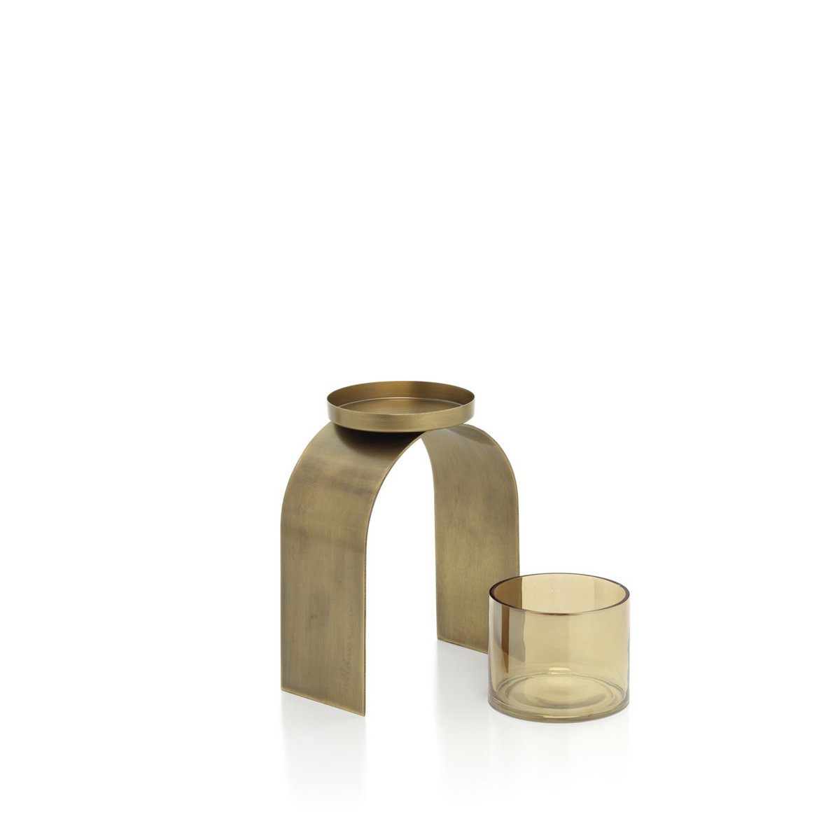 Teelichthalter-Set aus Messing, gold – 29 cm
