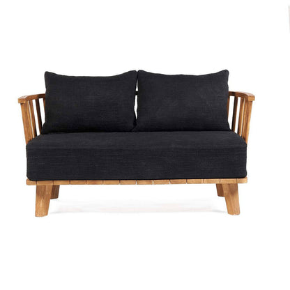 Teaktræs to-personers sofa, beige og sort - 140 cm