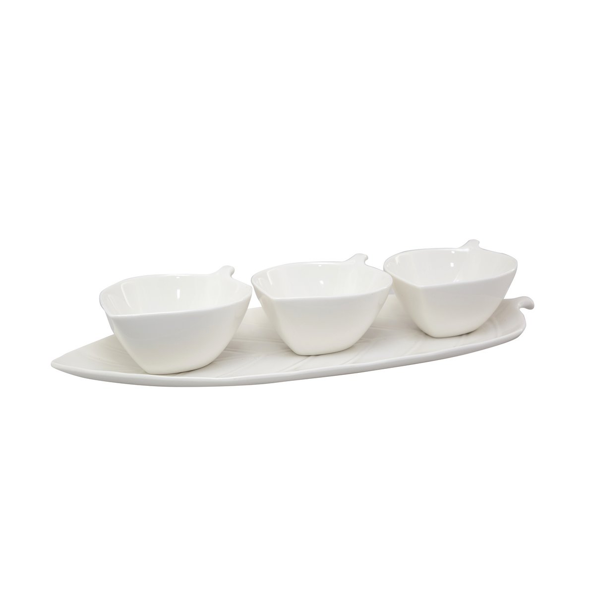 Hvide keramiske aperitifkopper 14×10,5 cm – bladformet sæt med 3