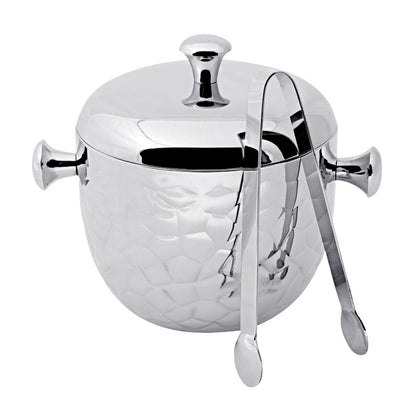 Steel ice bucket Rico, 18 cm – with lid and tongs