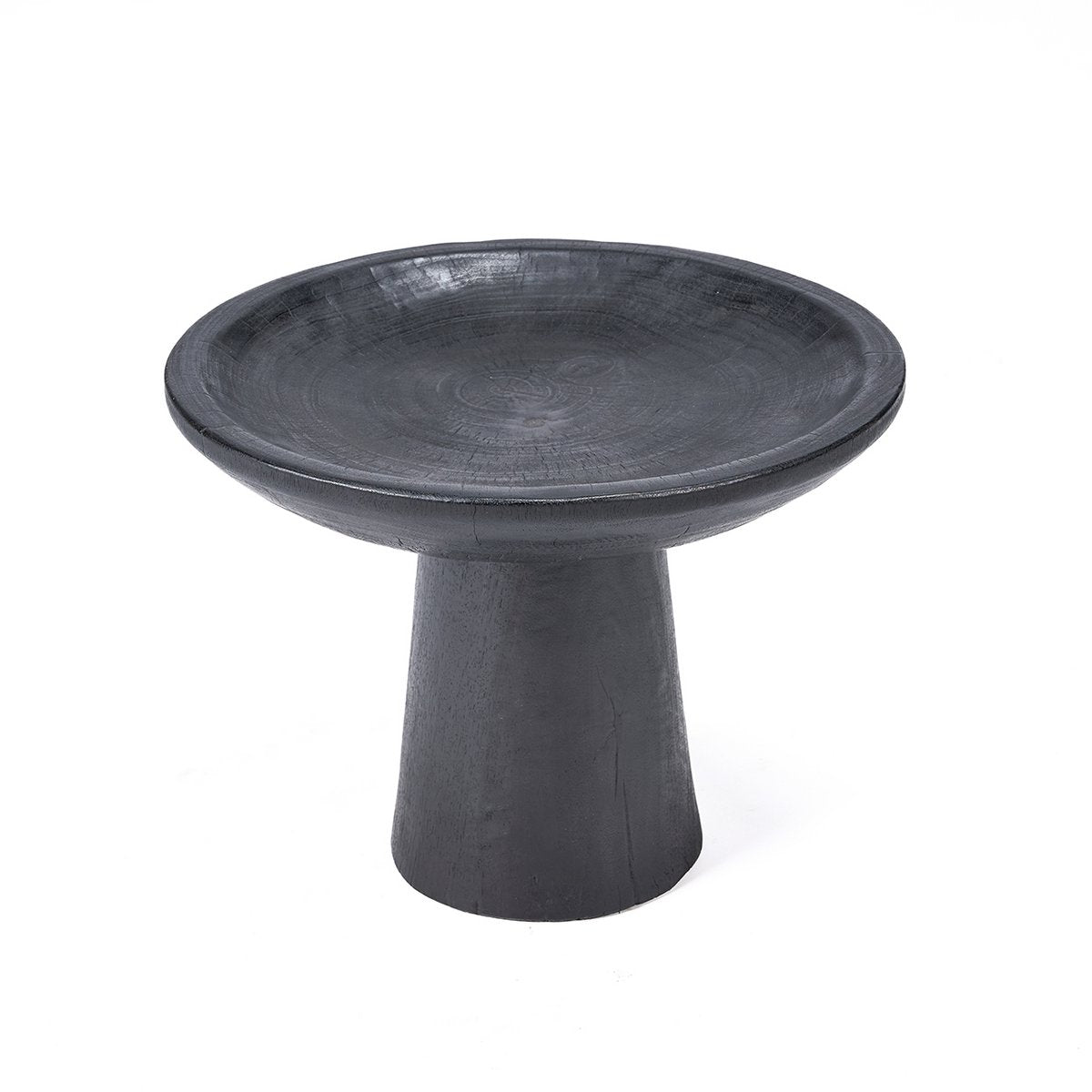 Mangoholz-Tablett auf Fuß – Schwarz, 35 cm