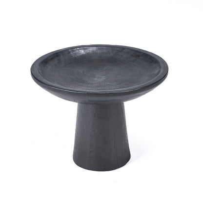 Mangoholz-Tablett auf Fuß – Schwarz, 35 cm