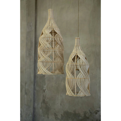 Großer Rattan-Hängeleuchtenschirm 30 × 70 cm – Flaschen-Silhouette