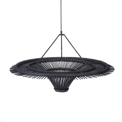 Deckenleuchte Black Rattan Sky XL - offen gewebter Schirm