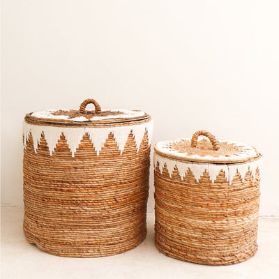 Jute laundry basket with lid EMPAT L – ø 42 × 40 cm