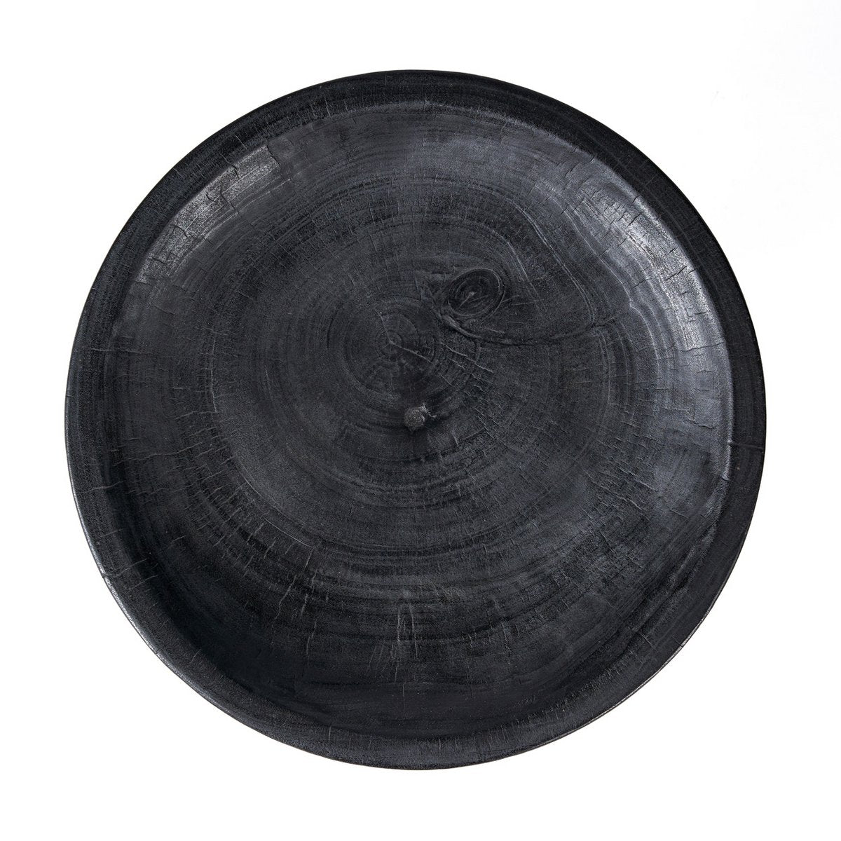 Mangoholz-Tablett auf Fuß – Schwarz, 35 cm