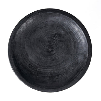 Mangoholz-Tablett auf Fuß – Schwarz, 35 cm