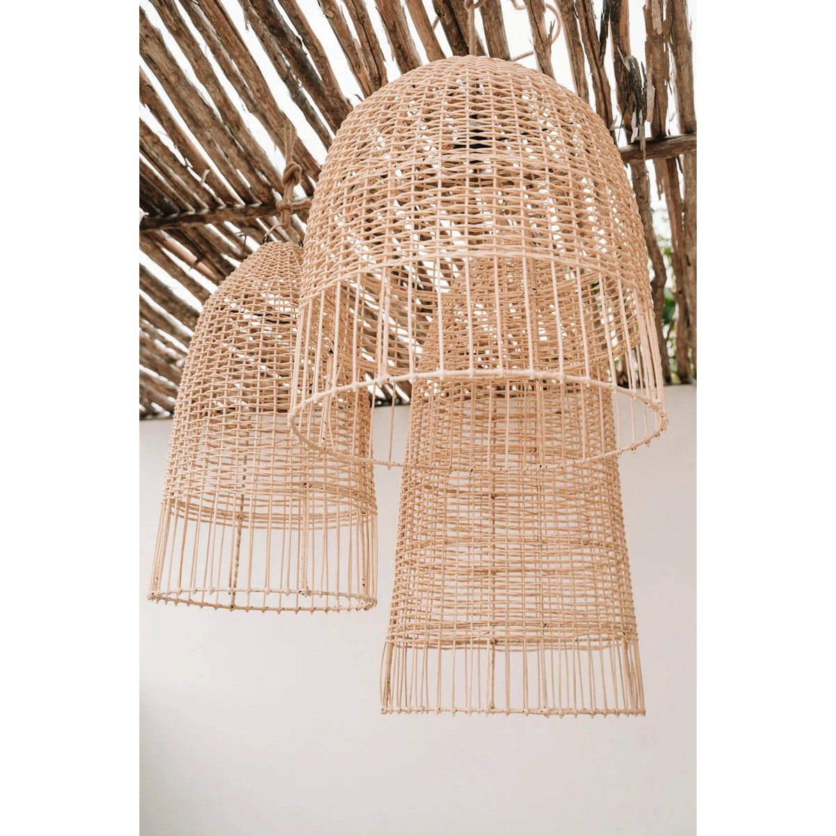 Rattan pendelskærm 50 cm - natur, håndvævet, kun skærm