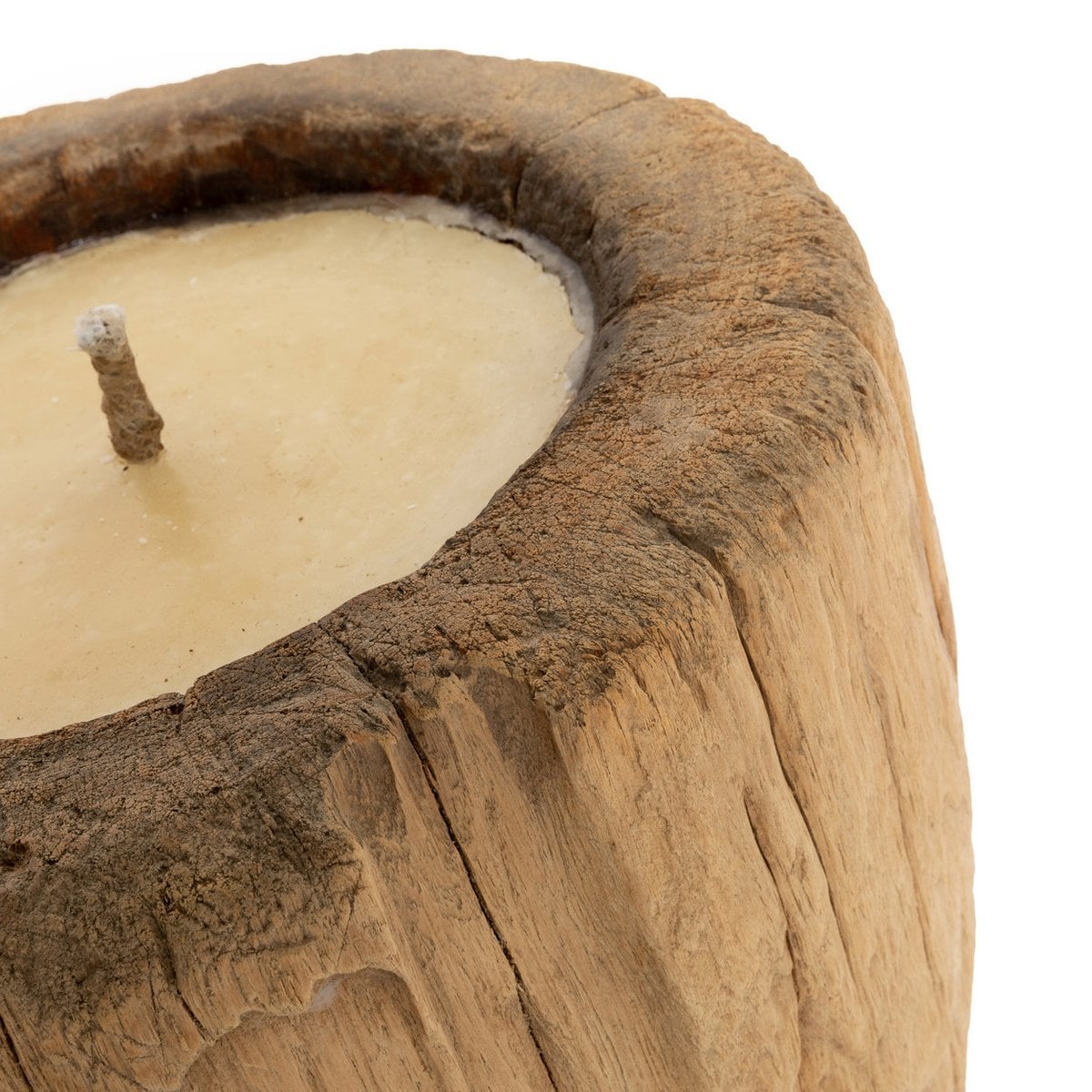 Kerzenstamm aus Holz, handgefertigt - Natur