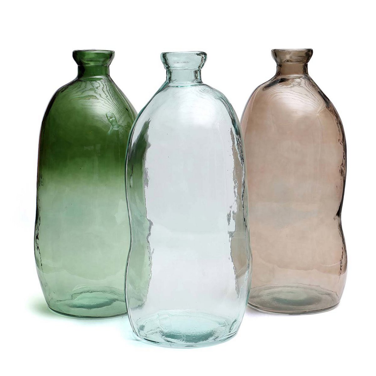 Glass vase, green, 73 cm - sculptural bottle form