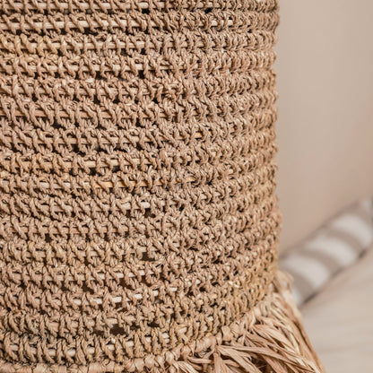 Pendelskærm i raffia og rattan KAWAH – 25 cm, 50 cm høj