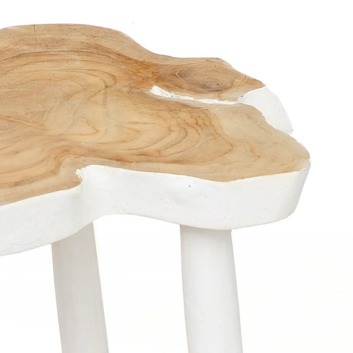 Organisk træ sidebord 45×40 cm - naturhvid, Indonesien