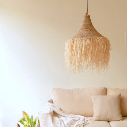 Raffia lampeskærm RUMBAI Ø40×30 cm – rattanramme