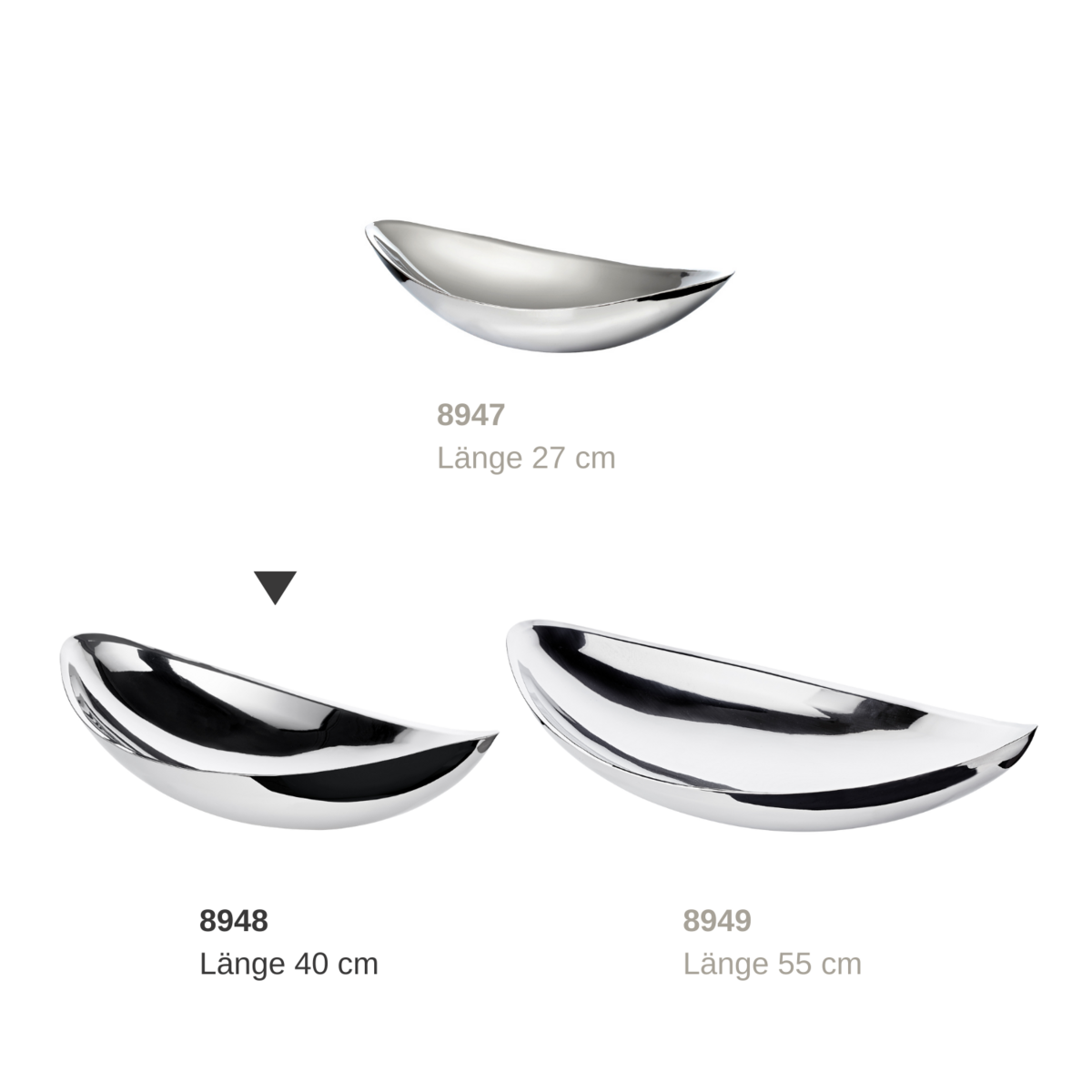 Steel bowl, Halifax 40 × 20 cm - mirror-polished silver