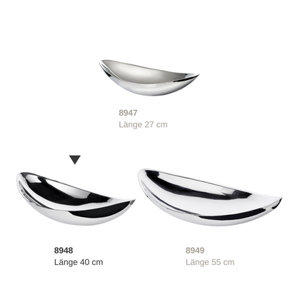 Steel bowl, Halifax 40 × 20 cm - mirror-polished silver