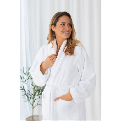 Teddy fleece bathrobe white - size M