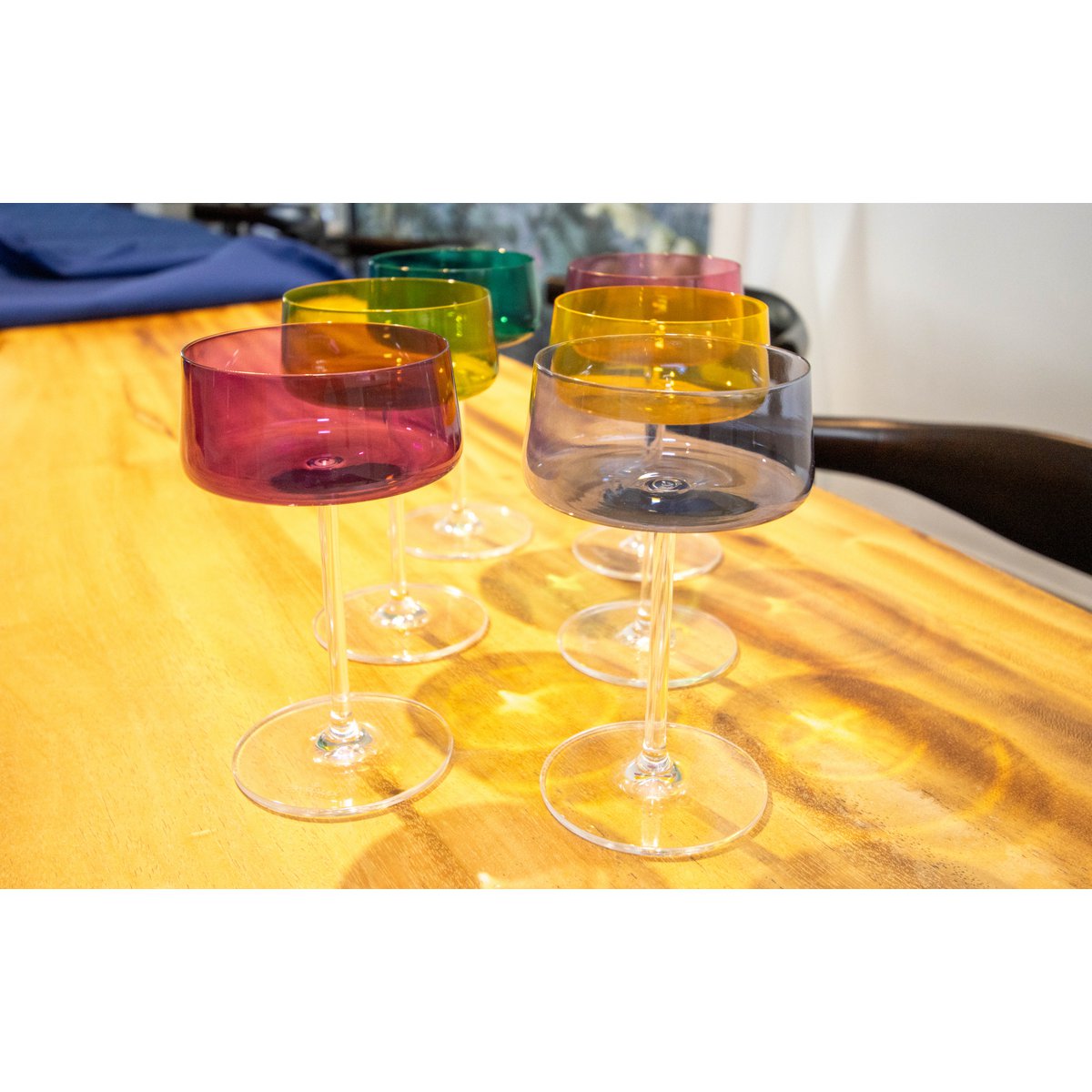 Multicolour glass champagne flutes 230 ml – set of 6