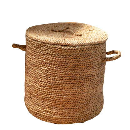 Water hyacinth laundry basket with lid AMAN Ø54 cm