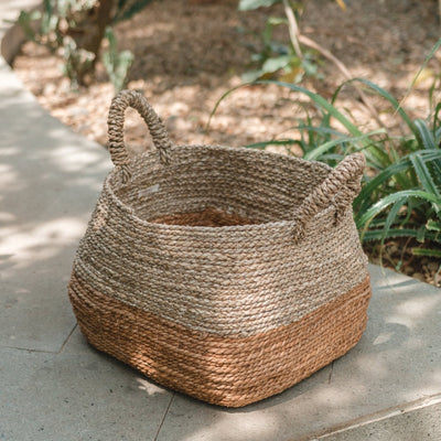Seagrass & banana fibre basket MAJALENGKA M – brown & beige